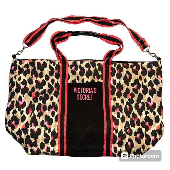 Victorias Secret Womens Large Bag Travel Weekend Leopard Cheetah Animal Print - Picture 5 of 16